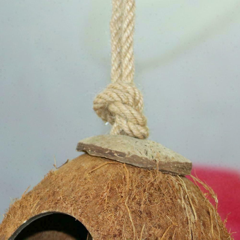 Coconut Shell Bird Nest House Hut Cage Feeder Pet Parrot Toys Parakeet T1N9
