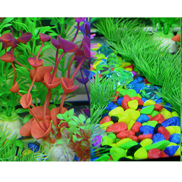 8" Green Artificial Plastic Plant Water Grass Aquarium Decor Fish Tank