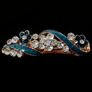 Woman Girl Green Flower Rhinestone Barrette Hair Clip Hairpin