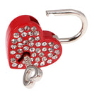 3 Pieces Diamante Heart Shape Padlock With Key Travel Locker Set Pendant Red