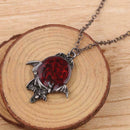 Red Crystal Vampire Gothic Bat Pendant Halloween Necklace Womens Jewelry Gi E3W9