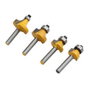 4x Round over Edging Router Bit Set 1/4 Inch Shank 1/2 Inch 3/8 Inch 1/4 In