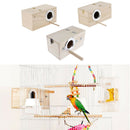 Wooden Cage Bird Parrot Parakeet Nest Small Animals House Middle Left Open