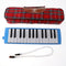 27 Key Melodica Instrument with Mouthpiece Air Piano Keyboard, Red Carrying Bag