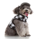 Pet Dog Vest Harness with Hat Pet Costume Party Clothes Black White-M