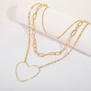 Multi-layer Love Heart Pendant Necklace Simple Clavicle Chain Women Jewelry