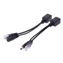 Power Over Ethernet PoE Adapter Injector + Splitter Kit PoE Cable Black