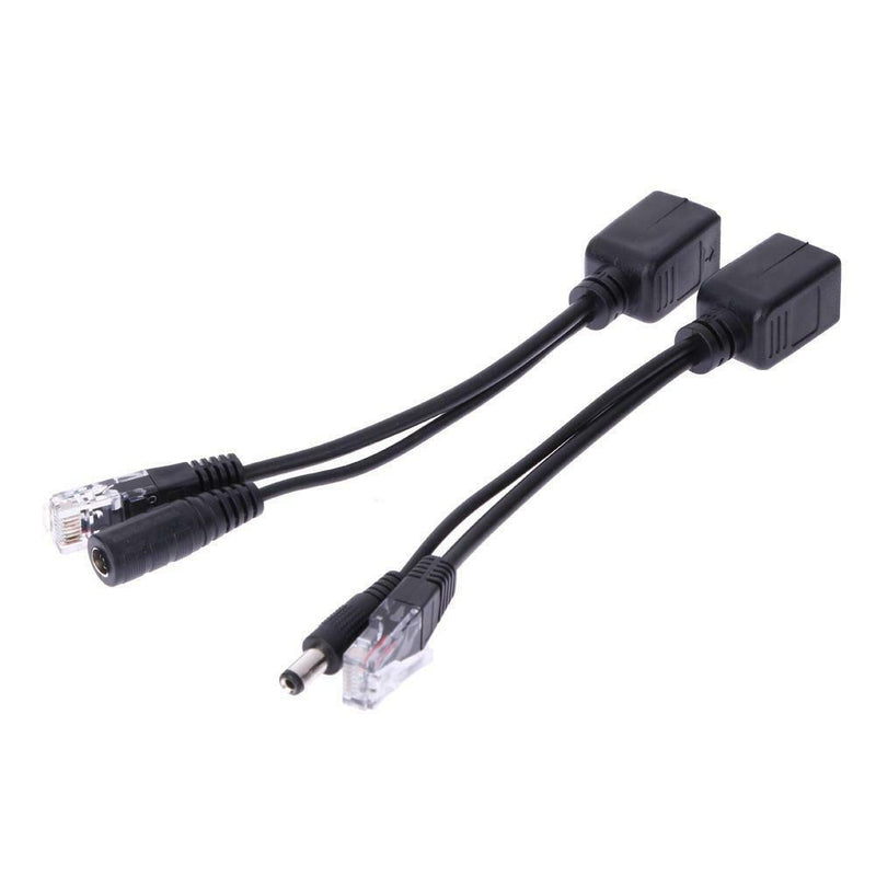 Power Over Ethernet PoE Adapter Injector + Splitter Kit PoE Cable Black