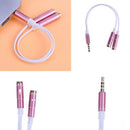 3.5mm Stereo Audio Male to 2 Female Headphone Mic Y Splitter Cable Adapter