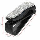 Auto Fastener Clip White Rhinestone Diamond Car Sun Visor Glasses Sunglasse T4M2