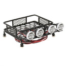 RC 1/10 Metal Roof Rack Luggage Carrier with Round LED Lights 2 White 2 Red
