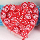Lovely 24 Pcs Red Scented Bath Soap Rose Petal in Heart Box (Red) S3G5