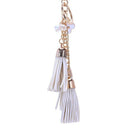 Synthetic Leather Tassel Keychain Car Key Chain Ornaments Bag Charm White
