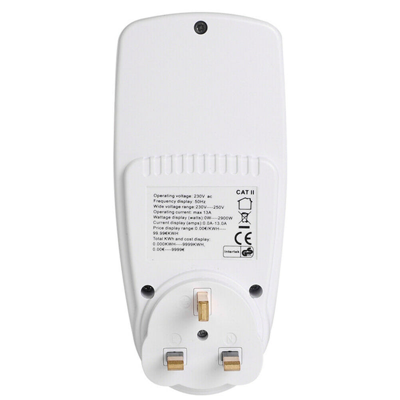 Backlight Plug in Power Meter Electricity Analyzer Socket Wattmeter (UK)