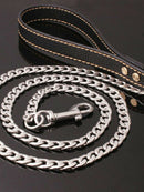 1Pcs Black Stainless Steel Leather Rope Welded Chain Traction Rope Newest Useful