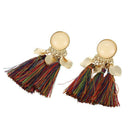 Bohemian Drop Alloy Wafer Tassel Earrings for Women Fashion Jewelry Women S
