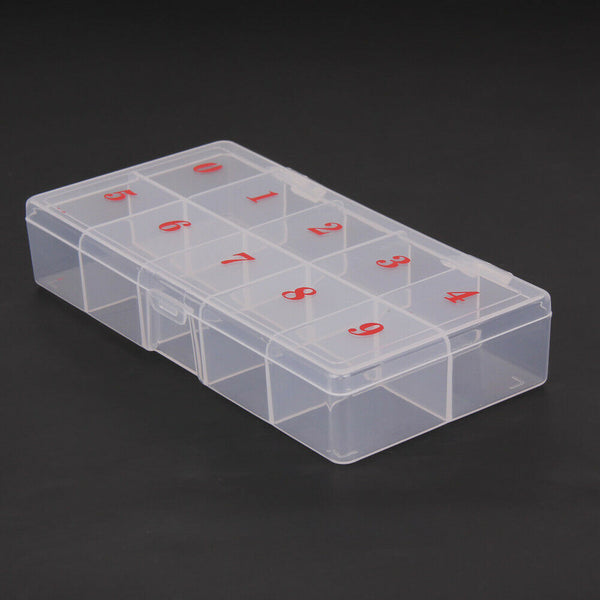 10 Compartments Plastic Clear False Nail Tips Storage Box Holder Organzier A#S