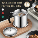 304 Stainless Steel 1.3L Oil Filter Pot Jar Pourer Strainer Separator Can Tool