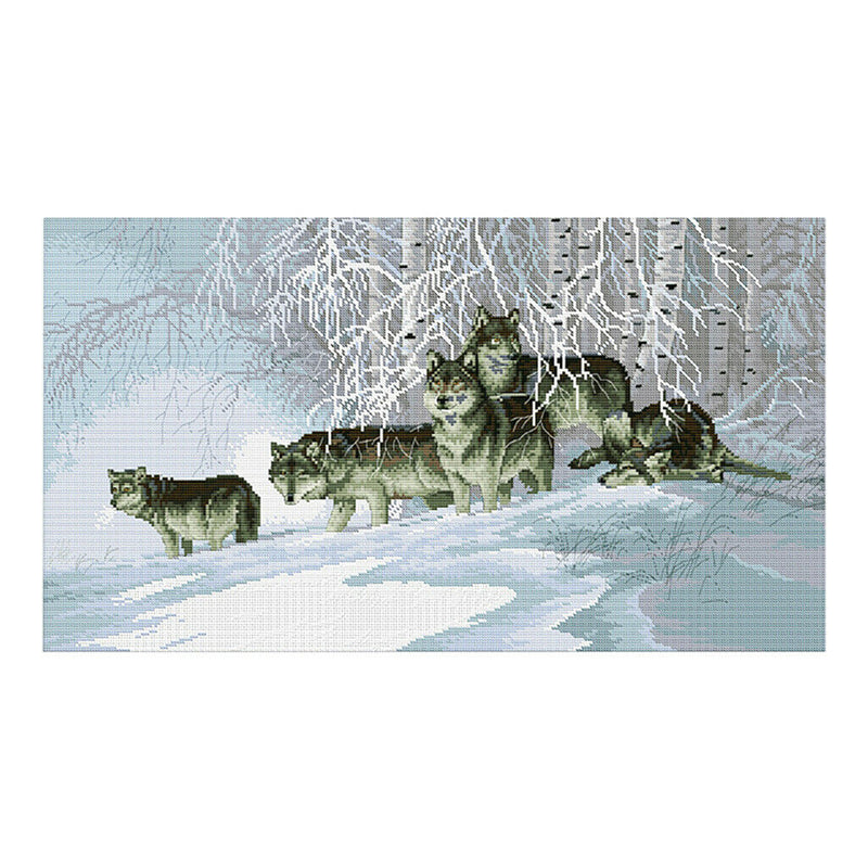 1 Set Cross Stitch Material Package with Wolf Pattern