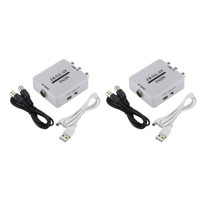 2Pc Rca Cvsb AV To RF Adapter 67.25Mhz 61.25Mhz Video Audio TV Signal