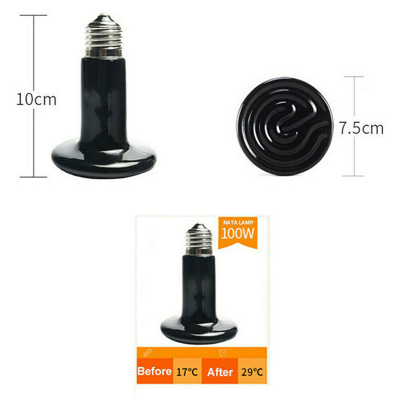 Reptile Brooder Incubator Infrared Emitter Lamp Ceramic Heating Lamp Holder 100W