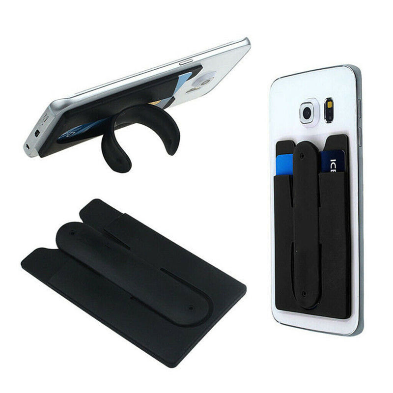 15 Pcs 2 in 1 Silicone Phone Adhesive Holder Credit Card Pouch Stand Black