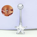 Clear Surgical Steel Navel Belly Button Bar Ring 10mm Star Jewelry