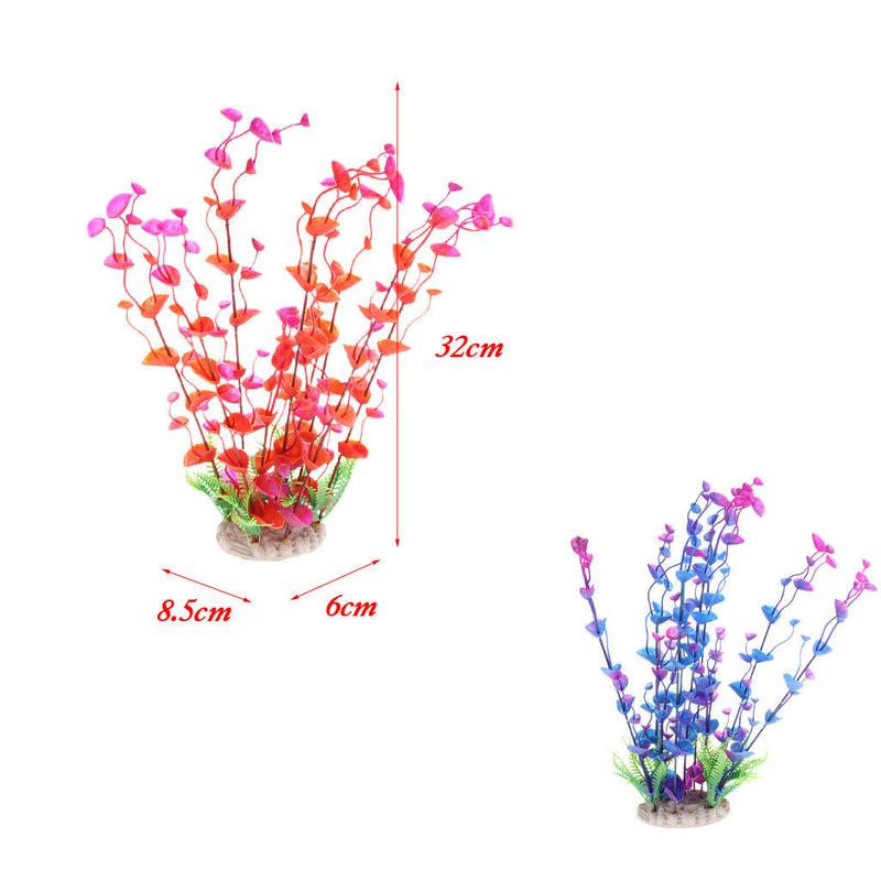 Underwater Aquarium Fish Tank Landscape Decorative Simulation Grass Red