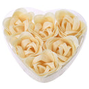 6 Pcs Bathing Shower Off White Rose Flower Bath Soap Petals w Heart Shaped