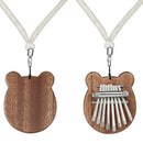 8 Keys Thumb Piano Bear Shape Mahogany Board Mini Kalimba with Lanyard