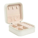Portable Earrings Rings Storage Box PU Leather Jewelry Display Case (White) A