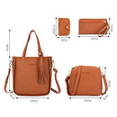 4pcs Women Handbag Lady PU Leather Shoulder Bag Tote Purse Messenger Satche