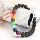 7 Chakra Healing Balance Beaded Bracelet Lava Yoga Reiki Prayer Stone Unisex LJ