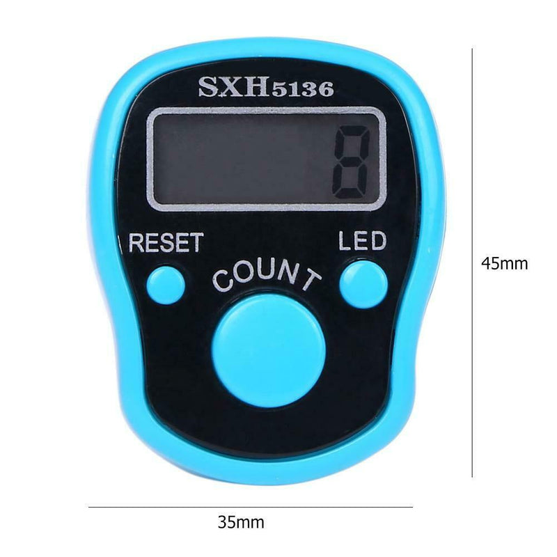 Stitch Marker Finger Ring Counter LED Light Electronic Tally Counter (Blue)