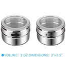 16 Pack Stainless Steel Magnetic Multi-Purpose Spice Storage Tins, Clear To