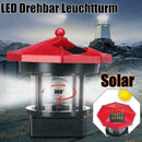 2pcs LED Solar Powered Lighthouse Statue Rotating Garden Yard Outdoor Light Y4Z5