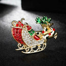 Christmas Carriage Deer Brooch Pins Fashion Winter Jewelry Women Gifts