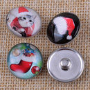 50pcs 18mm Merry Christmas Bear Glass Dome Snap Button Collectible Shank Sew