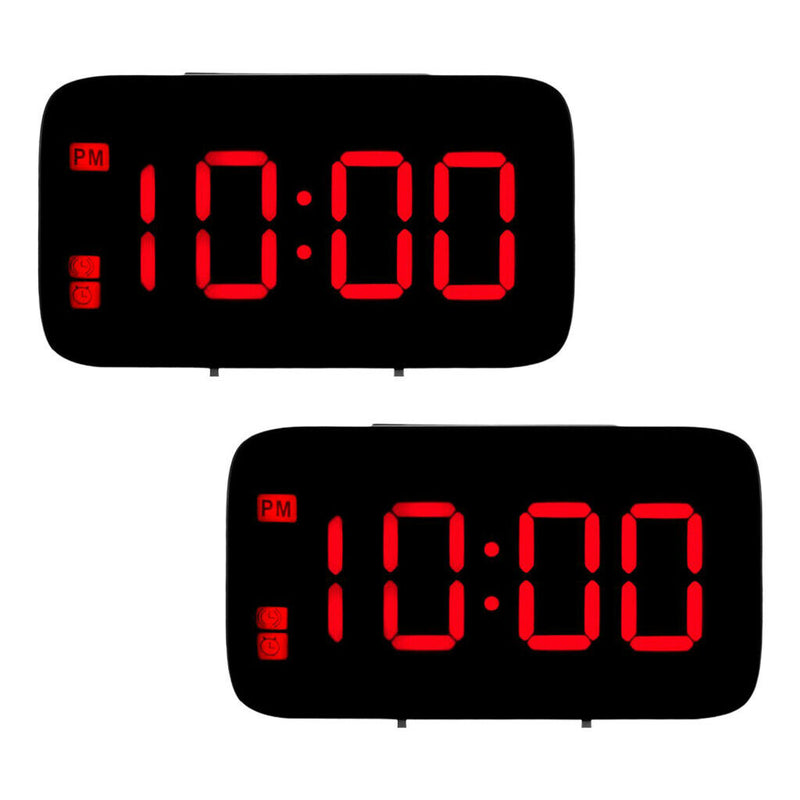 2pcs Precision Radio Controlled LCD ALARM Date Clock Red Brand New