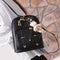 Women Student Preppy Style Cute Bear Pendant Bookbag Backpack(Black)