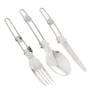 3pcs Foldable Cutlery Set Spoon Fork For Camping Picnic BBQ Portable Travelling