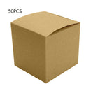 50 Pcs/Set Kraft Paper Square Candy Box with Ribbon DIY Wedding Gift Favor Boxes