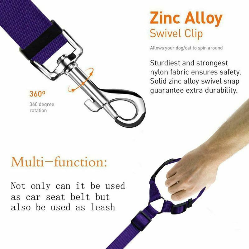 2 Packs Dog Cat Safety Seat Belt Strap Car Headrest Restraint Adjustable Ny C3S2