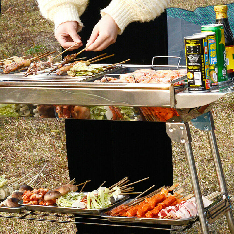 Camping Picnic Barbecue Tray Plate Outdoor Rectangle Non-Stick Frying Grill Pan
