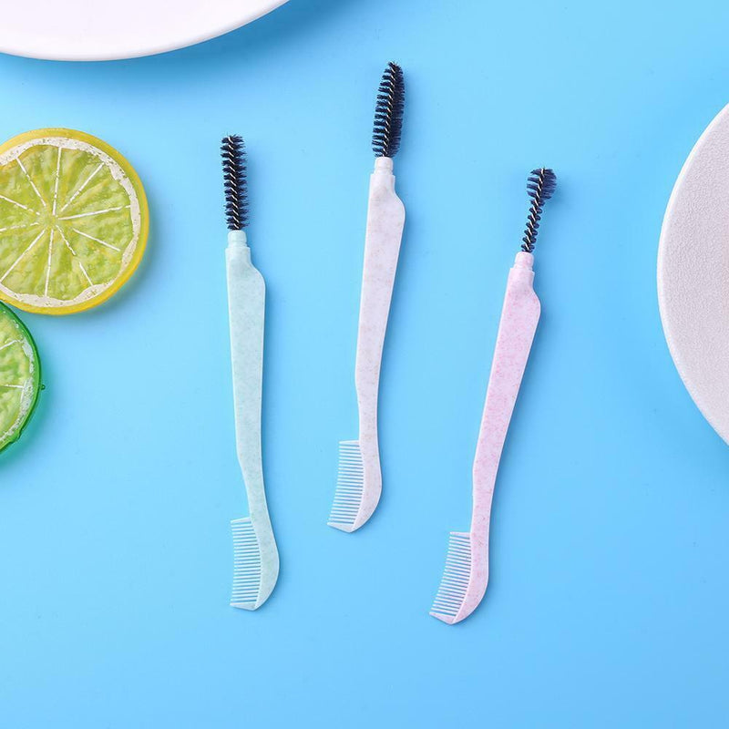 Double Head Eyebrow Fashion Brush Comb Wheat Straw Handle Eye Brows Makeup Tools