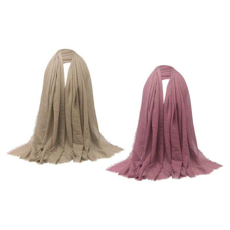 2PCS Women's Stylish Long Scarf Plain Hijab Shawl