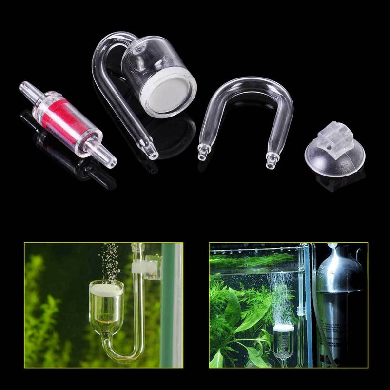Aquarium Fish Tank CO2 Dioxide Diffuser Check Valve U Shape Glass Tube Suction