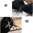 2Pcs Lifelike Black Feathered Raven Crows Prop Halloween Lawn Ornament