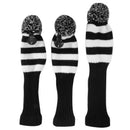 3 Pcs Black & White Stripe Sock Retro Golf Wood Headcover Golf Headcover Se