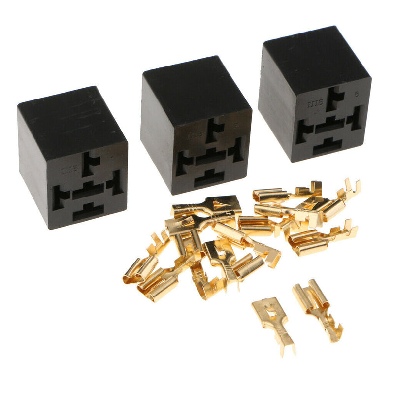 3Pcs 40A 5 Pin Relay Socket Holders With Terminals Car Electrical Wiring Parts